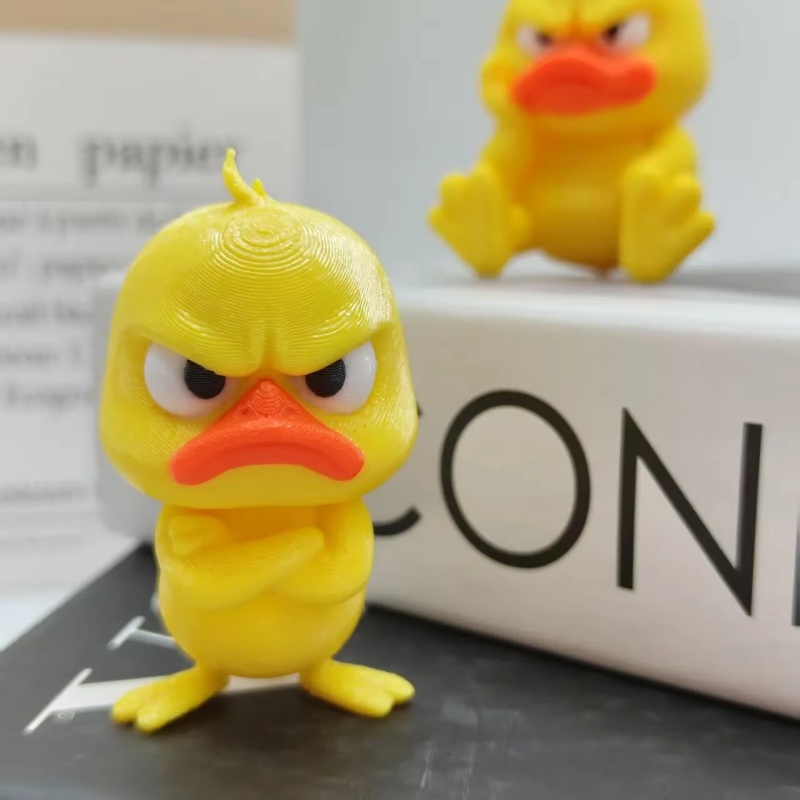 3D Printing Mockup - 3D Printing Angry Yellow Duck Statue