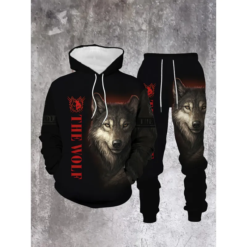 Men's Fashion Sweater Set Wolf - 3D Printing Design Free ulasan dan harga
