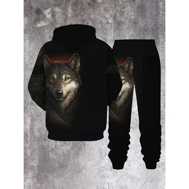 Men's Fashion Sweater Set Wolf - 3D Printing Design Free ulasan dan harga