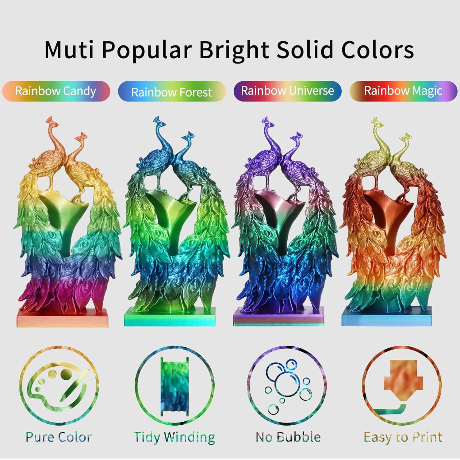 Rainbow Multi-Colored Silk Shi - 3D Printing Fdm ulasan dan harga