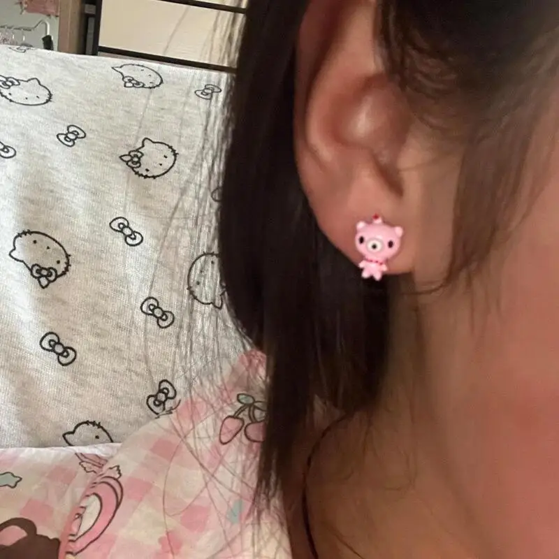 Gloomy Bear Cute Asymmetric Ca - 3D Printing Earrings ulasan dan harga