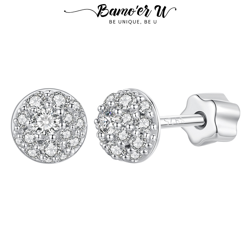 Bamoer U Half-ball Moissanite  - 3D Printing Earrings ulasan dan harga